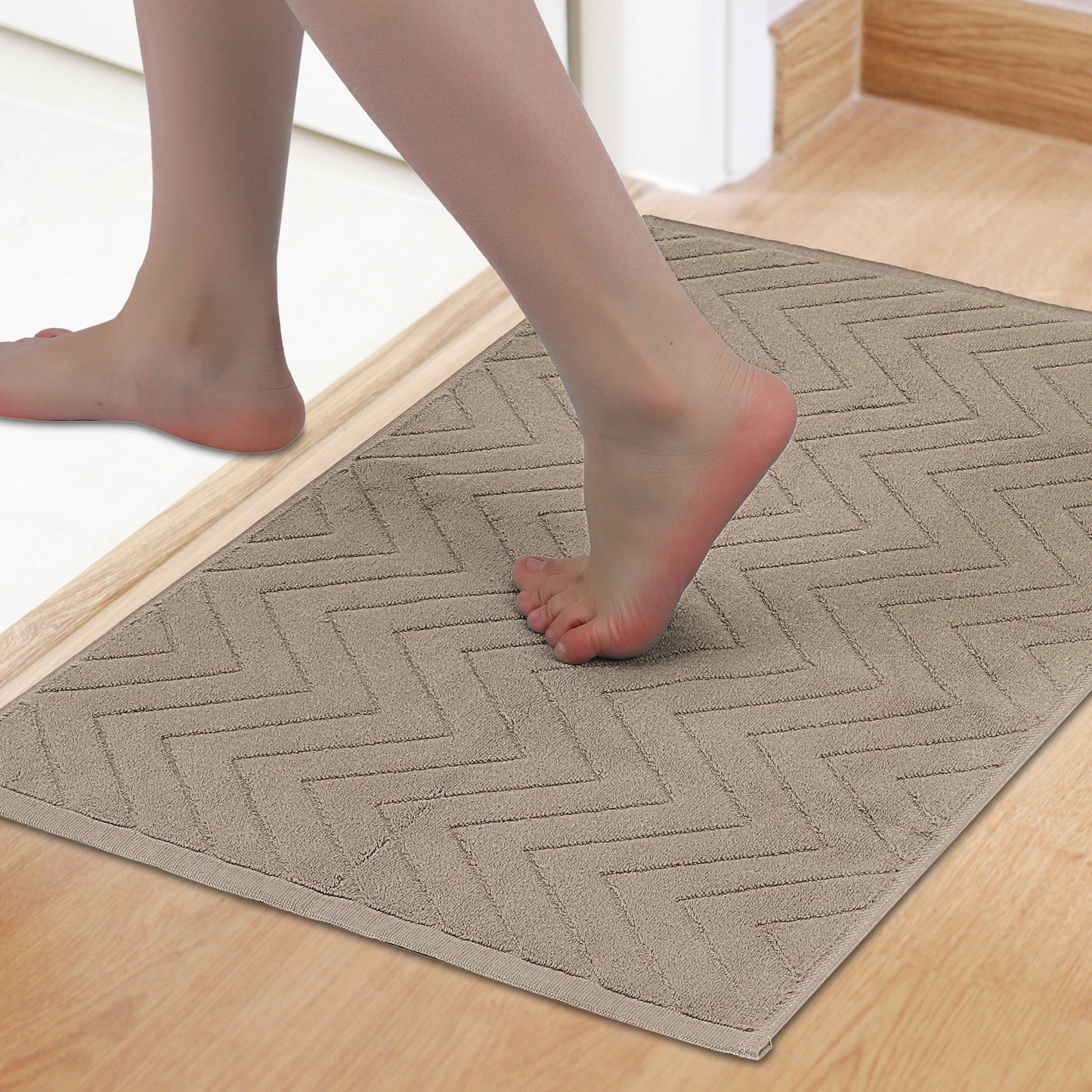 Absorbent Fade Resistant Cotton Luxury Bath Rugs Shower Mat Bathroom Non Slip Quick Dry Spa