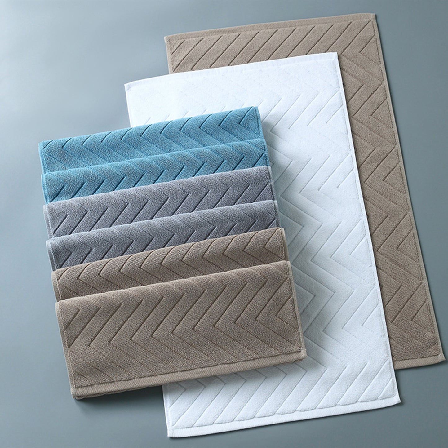 Absorbent Fade Resistant Cotton Luxury Bath Rugs Shower Mat Bathroom Non Slip Quick Dry Spa
