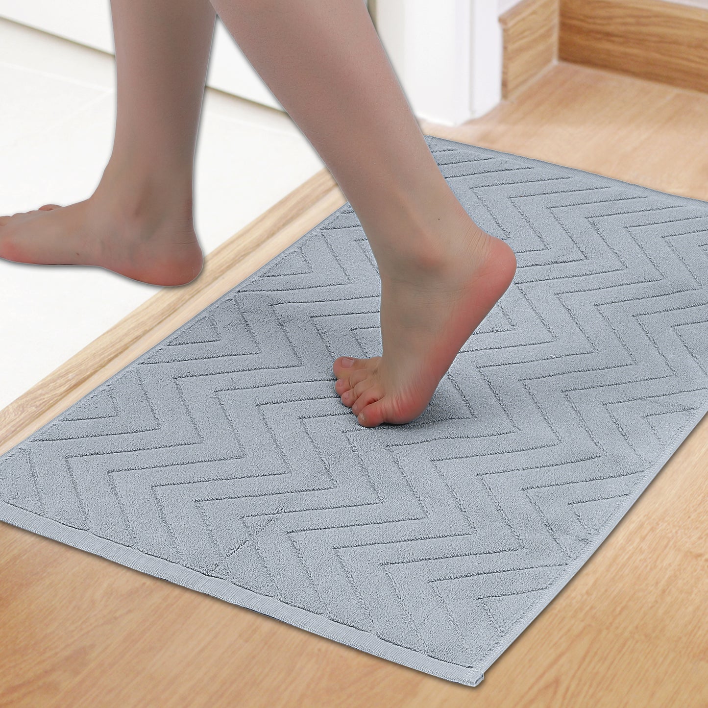 Absorbent Fade Resistant Cotton Luxury Bath Rugs Shower Mat Bathroom Non Slip Quick Dry Spa