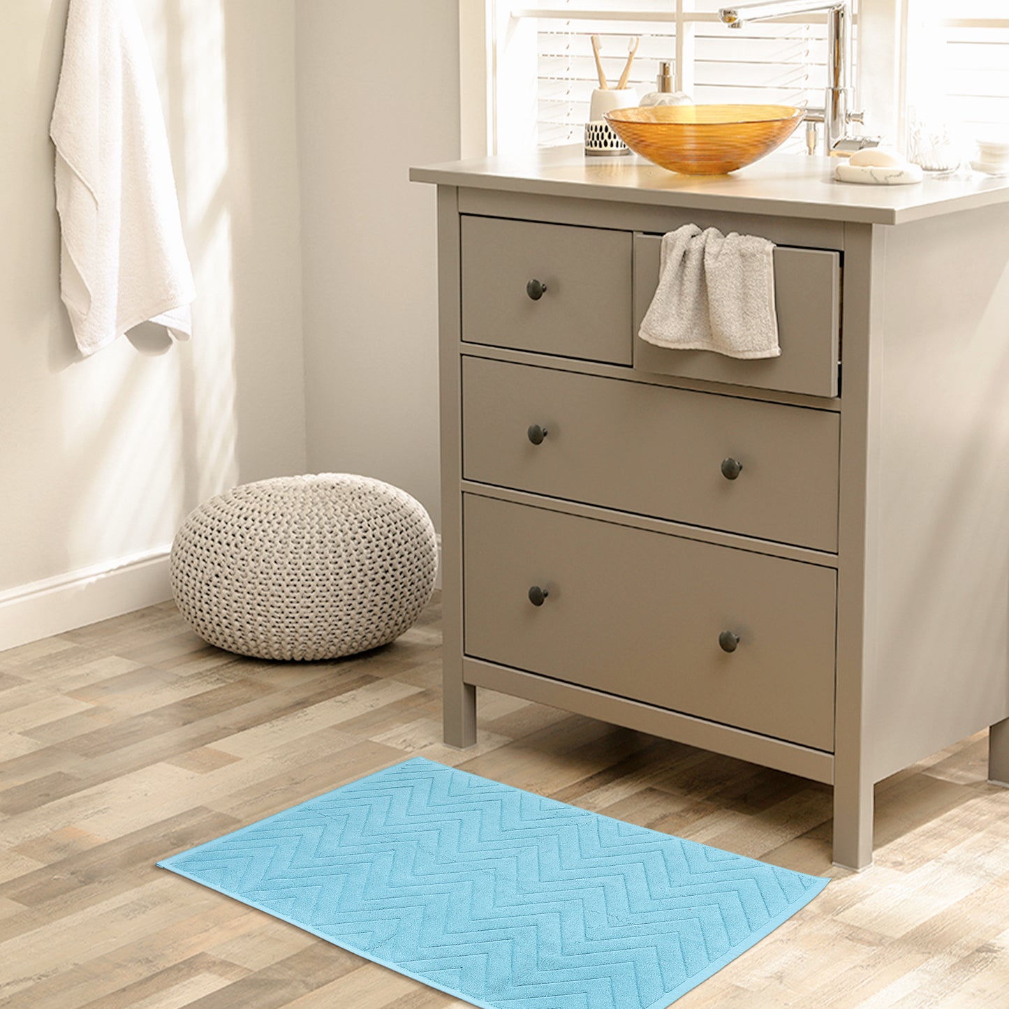 Absorbent Fade Resistant Cotton Luxury Bath Rugs Shower Mat Bathroom Non Slip Quick Dry Spa