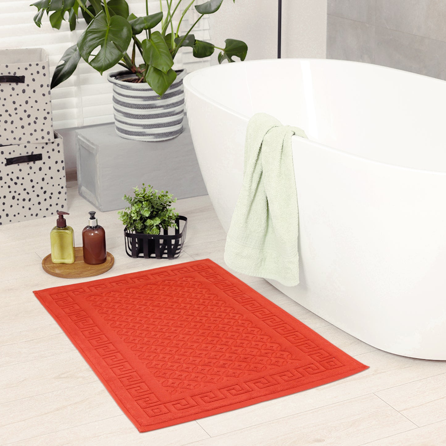 Cotton Bath Mat, Soft Bathroom Rug Absorbent Floor Towel Mats for Hotel Spa Bathtub