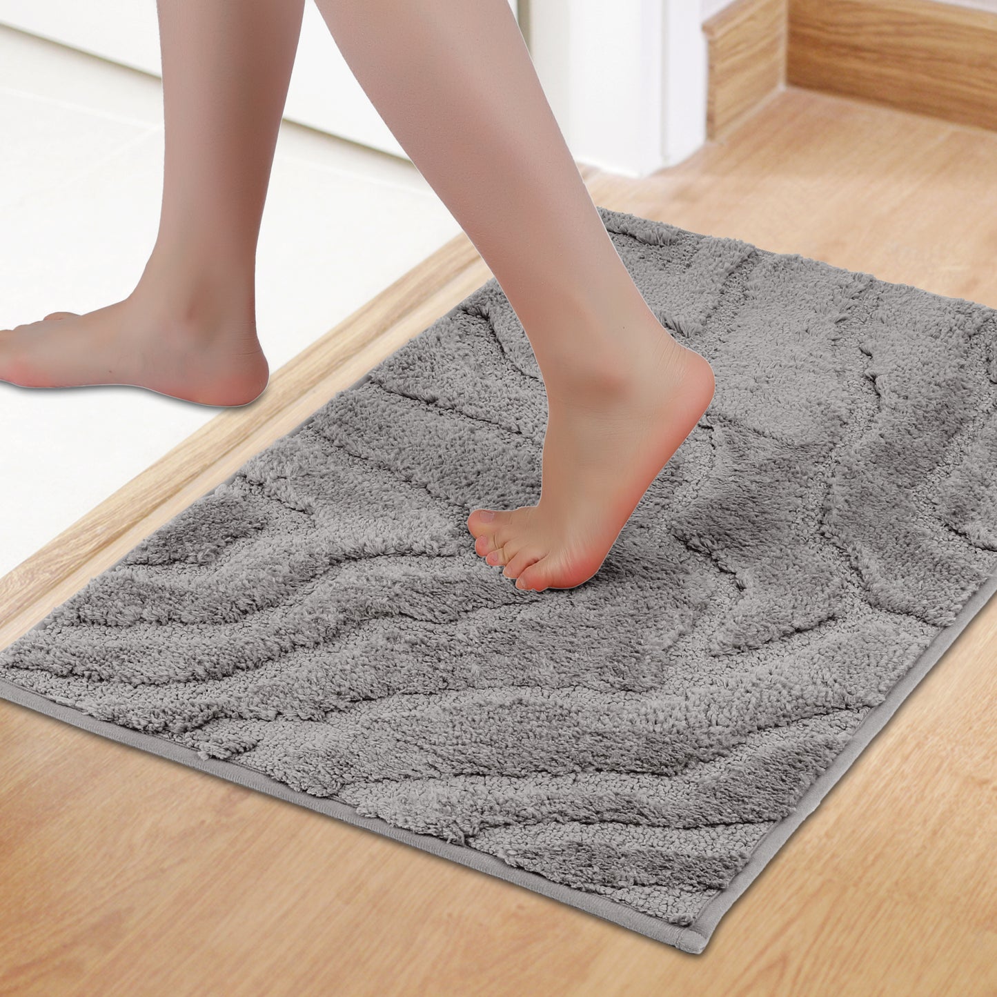 Bathroom Rug, Non Slip Washable Soft Absorbent Mat, Rubber Backing Quick Dry Microfiber Rugs