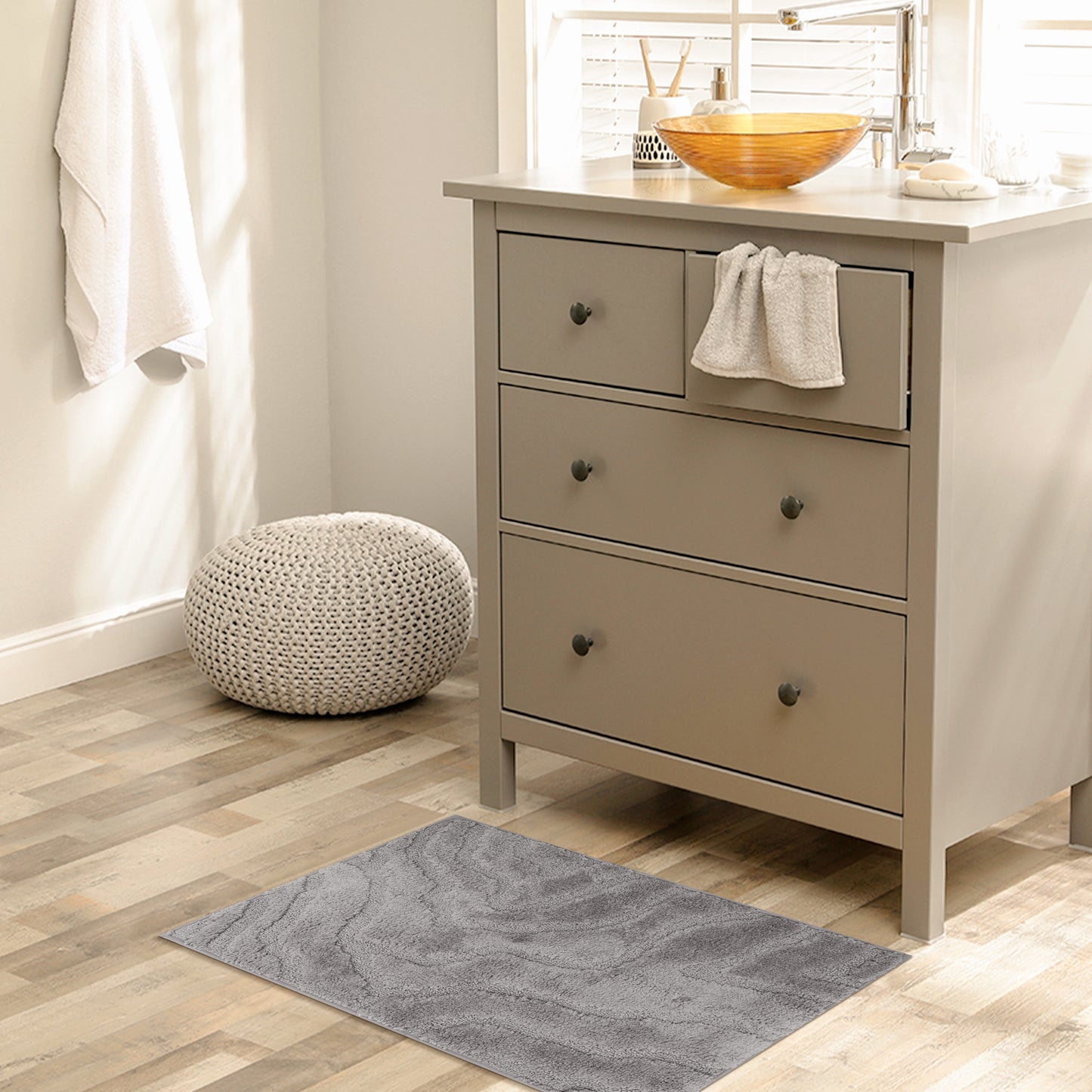 Bathroom Rug, Non Slip Washable Soft Absorbent Mat, Rubber Backing Quick Dry Microfiber Rugs