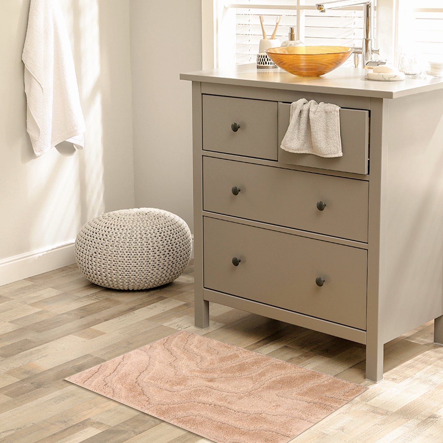 Bathroom Rug, Non Slip Washable Soft Absorbent Mat, Rubber Backing Quick Dry Microfiber Rugs