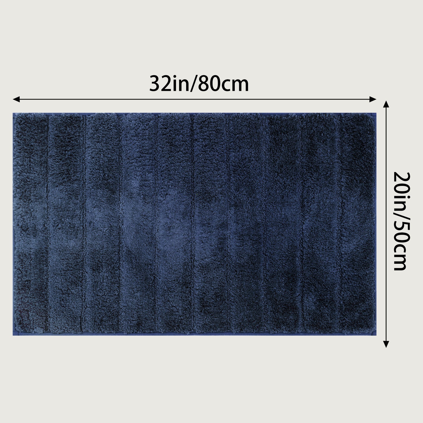 Soft Stripe Bathroom Rug, Rubber Backing Quick Dry Microfiber Rugs Non Slip Bath Mats