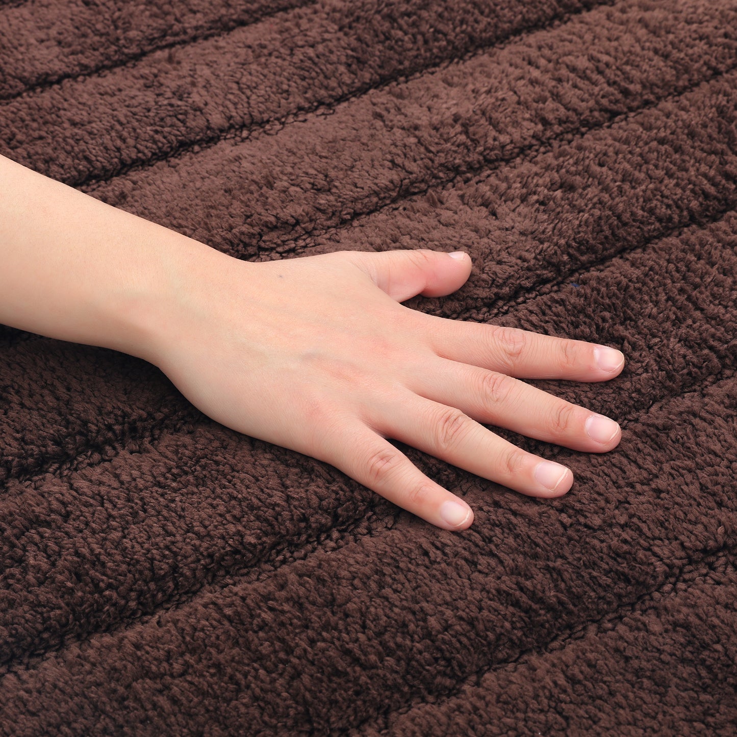 Soft Stripe Bathroom Rug, Rubber Backing Quick Dry Microfiber Rugs Non Slip Bath Mats