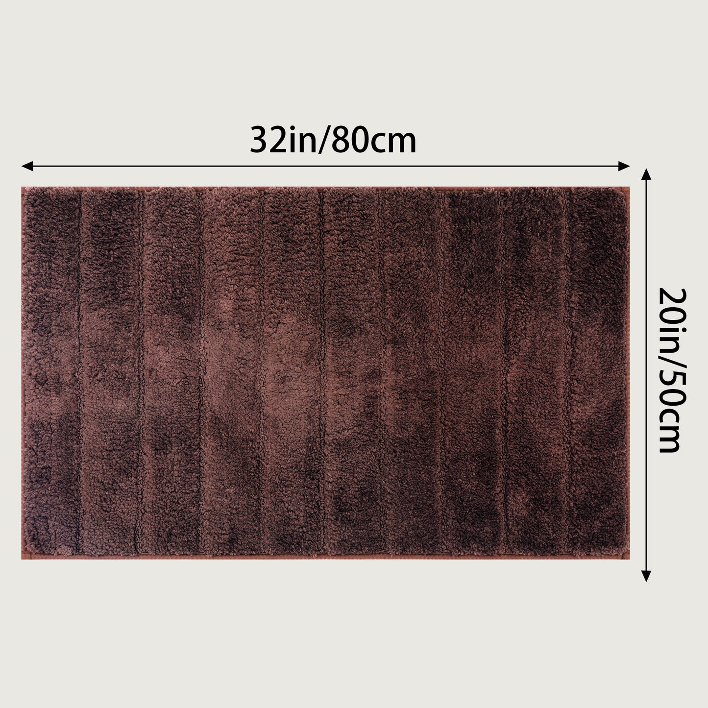 Soft Stripe Bathroom Rug, Rubber Backing Quick Dry Microfiber Rugs Non Slip Bath Mats