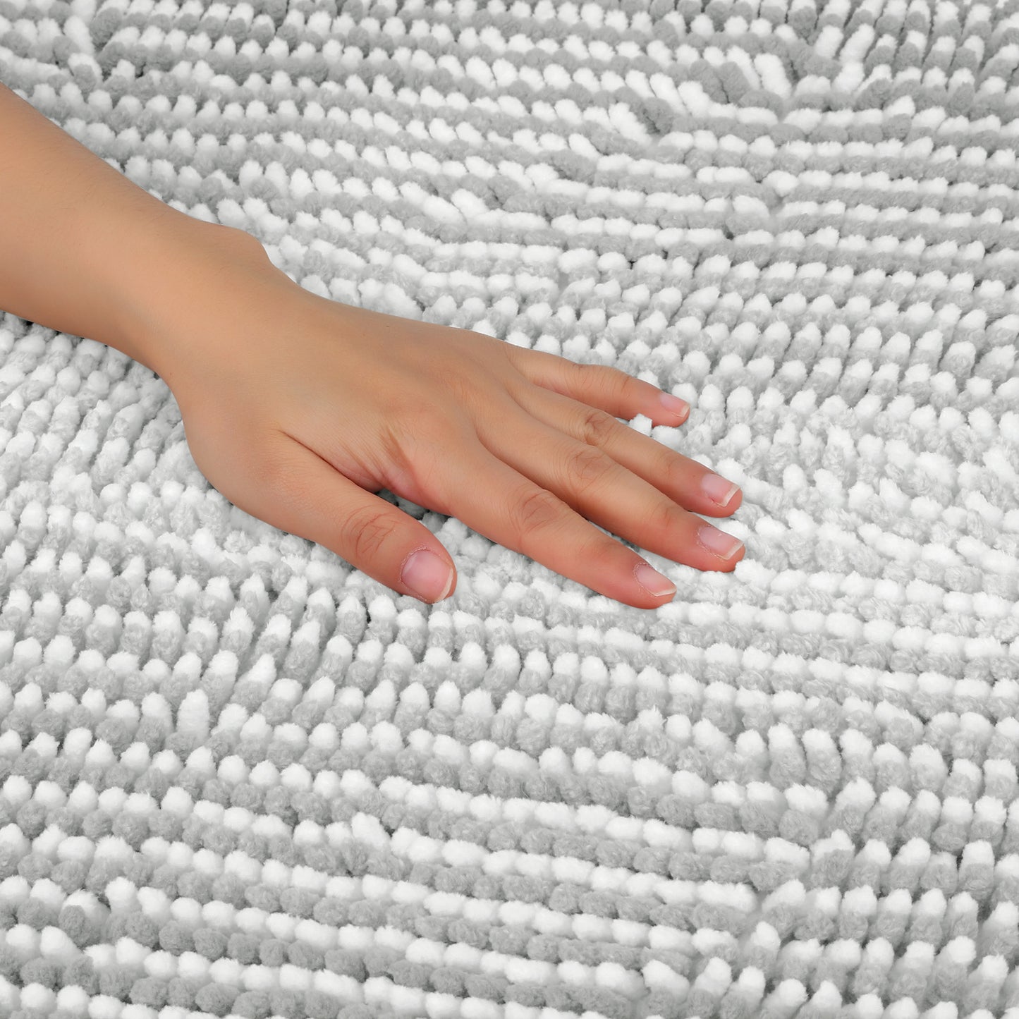 Quick Dry Absorbent Non Slip Soft Chenille Gradient Striped Cozy Shaggy Bath Mats