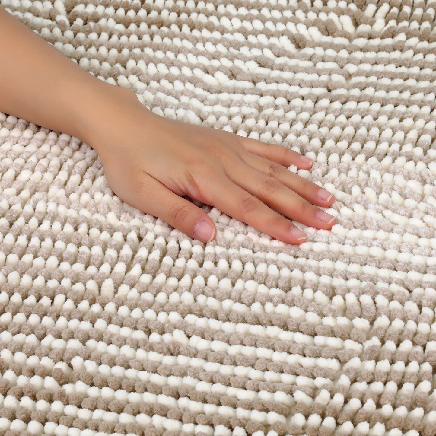 Quick Dry Absorbent Non Slip Soft Chenille Gradient Striped Cozy Shaggy Bath Mats