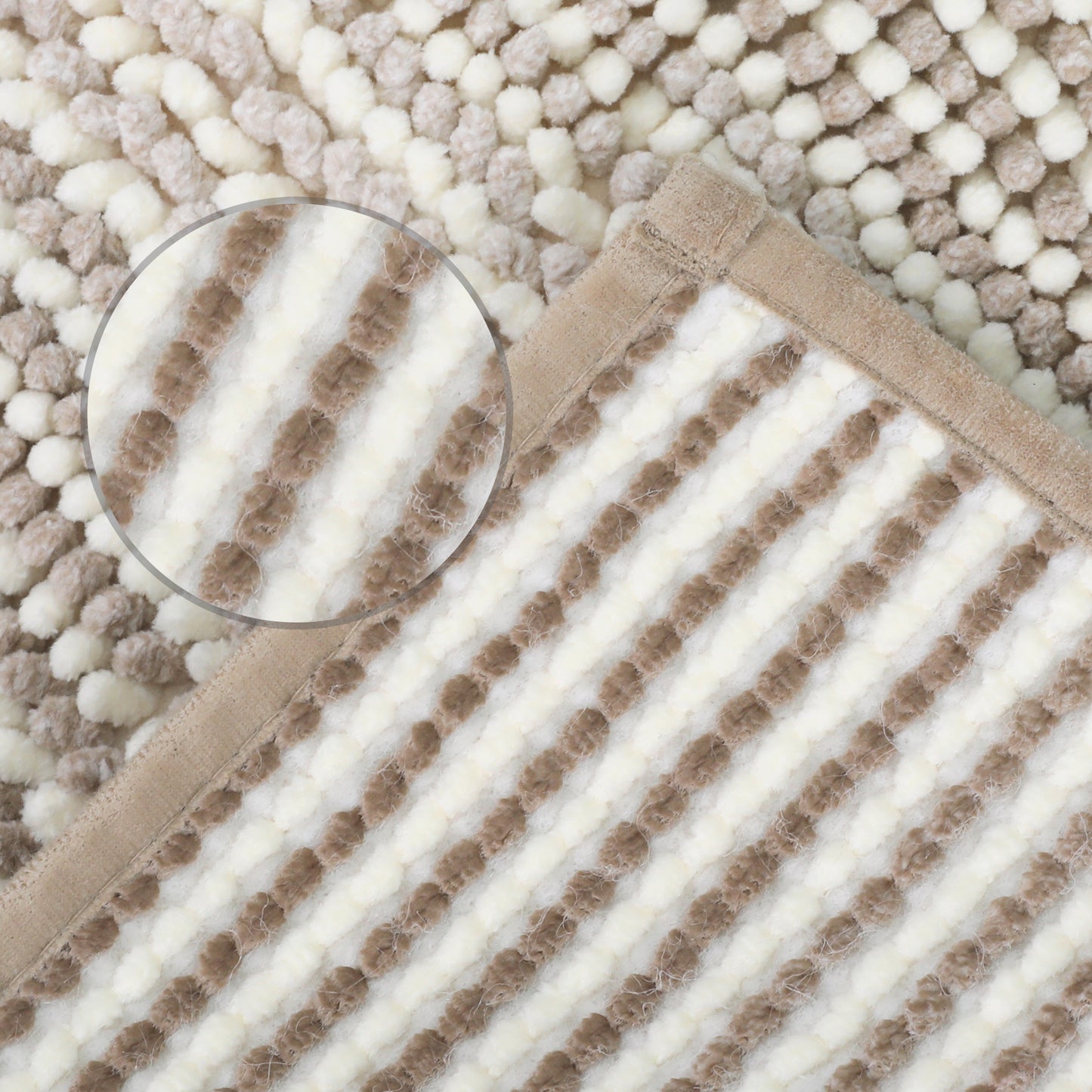 Quick Dry Absorbent Non Slip Soft Chenille Gradient Striped Cozy Shaggy Bath Mats