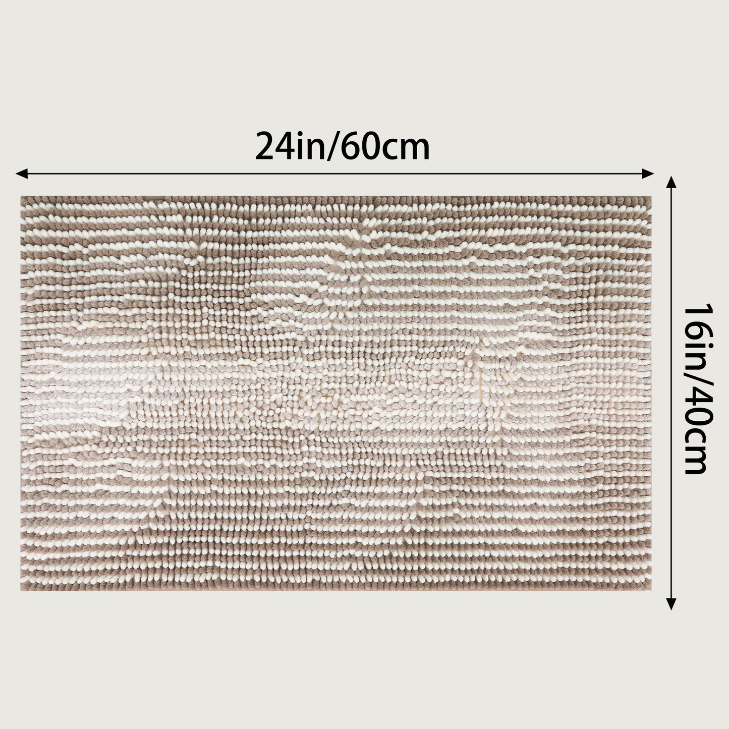 Quick Dry Absorbent Non Slip Soft Chenille Gradient Striped Cozy Shaggy Bath Mats