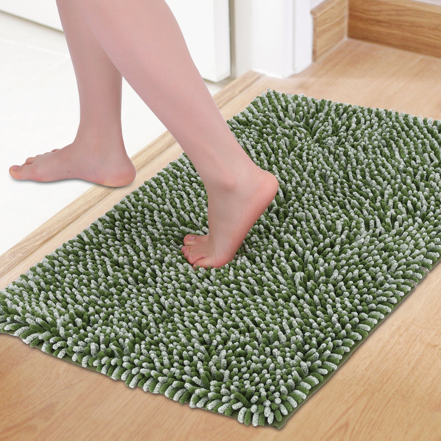 Non Slip Absorbent Chenille Fluffy Bath Mat Durable Accessories Soft Lightweight Bath Mats