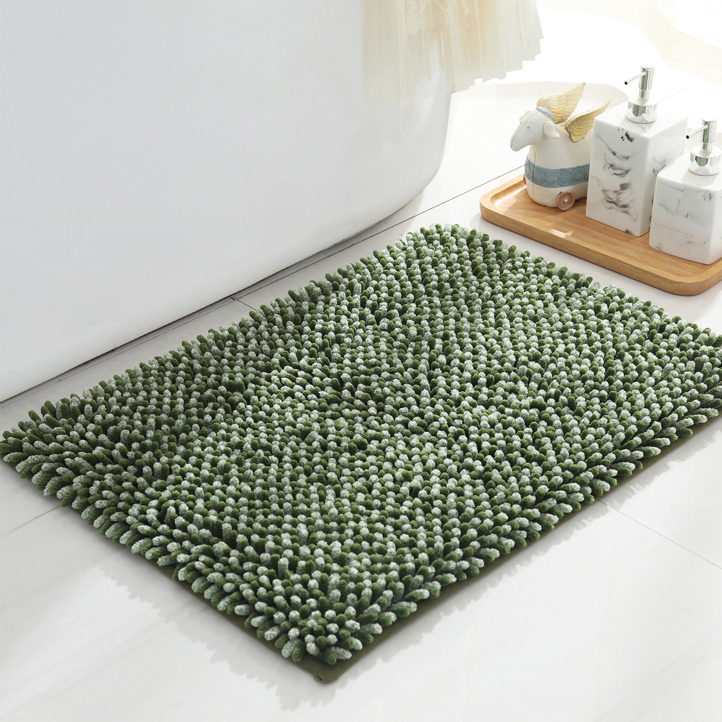 Non Slip Absorbent Chenille Fluffy Bath Mat Durable Accessories Soft Lightweight Bath Mats