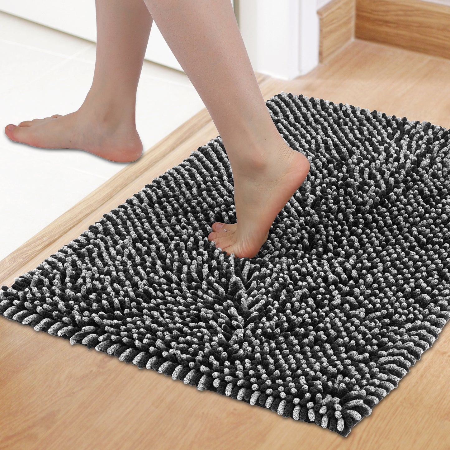 Non Slip Absorbent Chenille Fluffy Bath Mat Durable Accessories Soft Lightweight Bath Mats