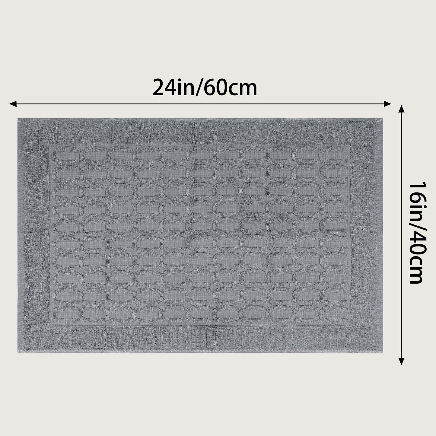 Cotton Washable Geometric Textured Bath Mat Hotel Reversible Water Absorbent Rug Thick Foldable