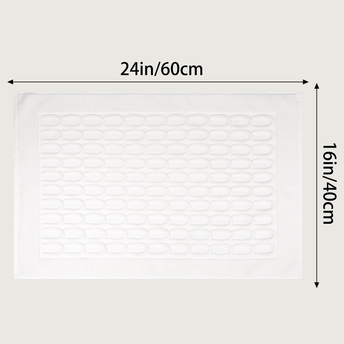 Cotton Washable Geometric Textured Bath Mat Hotel Reversible Water Absorbent Rug Thick Foldable