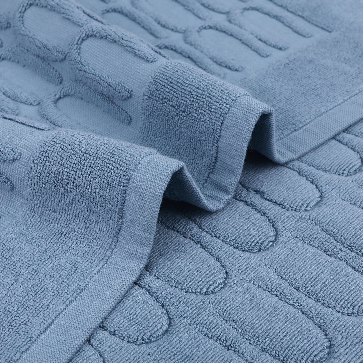 Cotton Washable Geometric Textured Bath Mat Hotel Reversible Water Absorbent Rug Thick Foldable