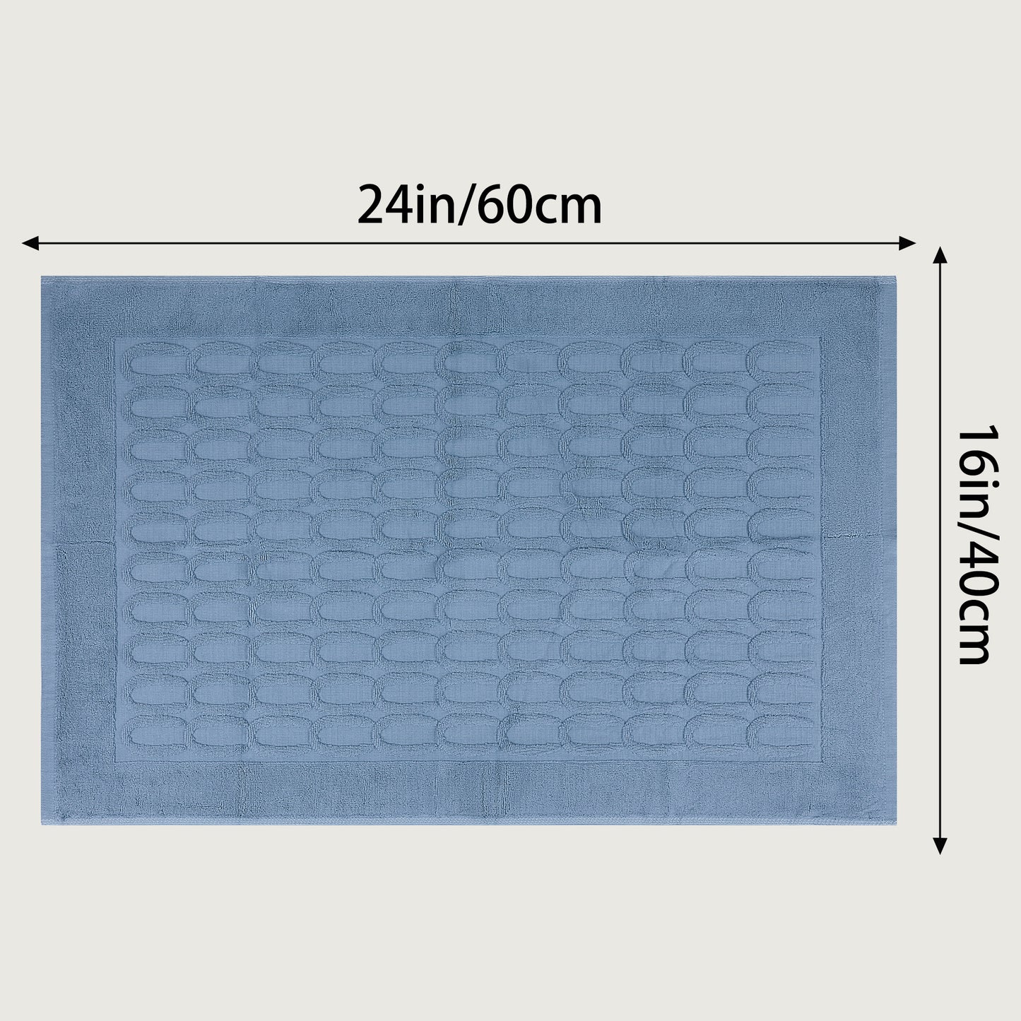 Cotton Washable Geometric Textured Bath Mat Hotel Reversible Water Absorbent Rug Thick Foldable