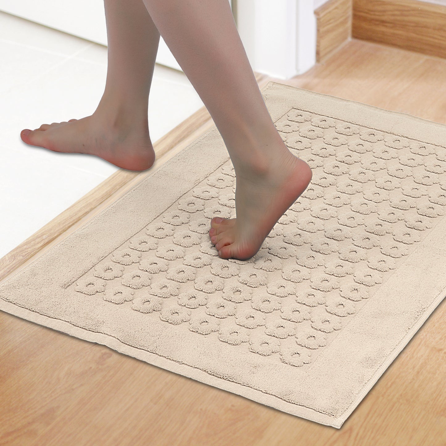 Luxury Bath Rug Towel, Cotton Absorbent Hotel Spa Shower Floor Mat for Bathroom