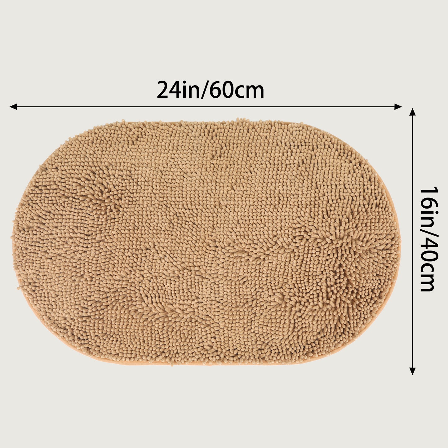 Oval Plush Bath Mat, Soft Non Slip Washable Absorbent Rug, Rubber Backing Quick Dry Rugs