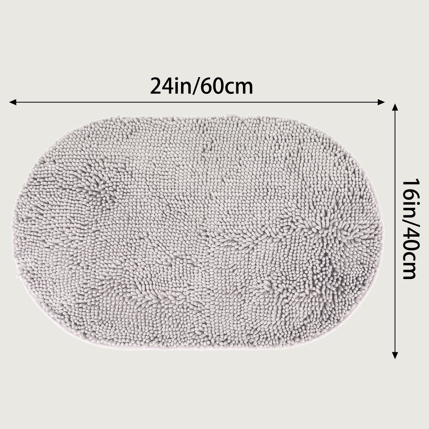 Oval Plush Bath Mat, Soft Non Slip Washable Absorbent Rug, Rubber Backing Quick Dry Rugs