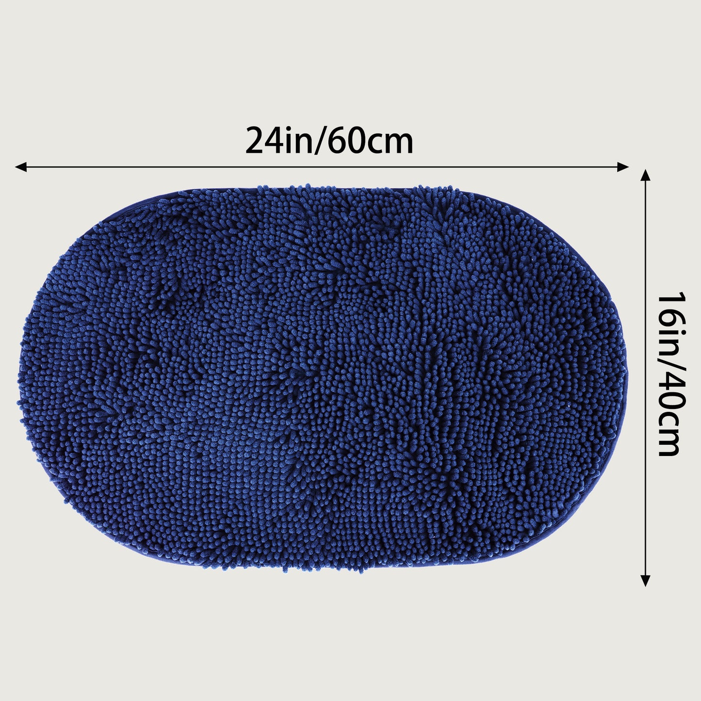 Oval Plush Bath Mat, Soft Non Slip Washable Absorbent Rug, Rubber Backing Quick Dry Rugs