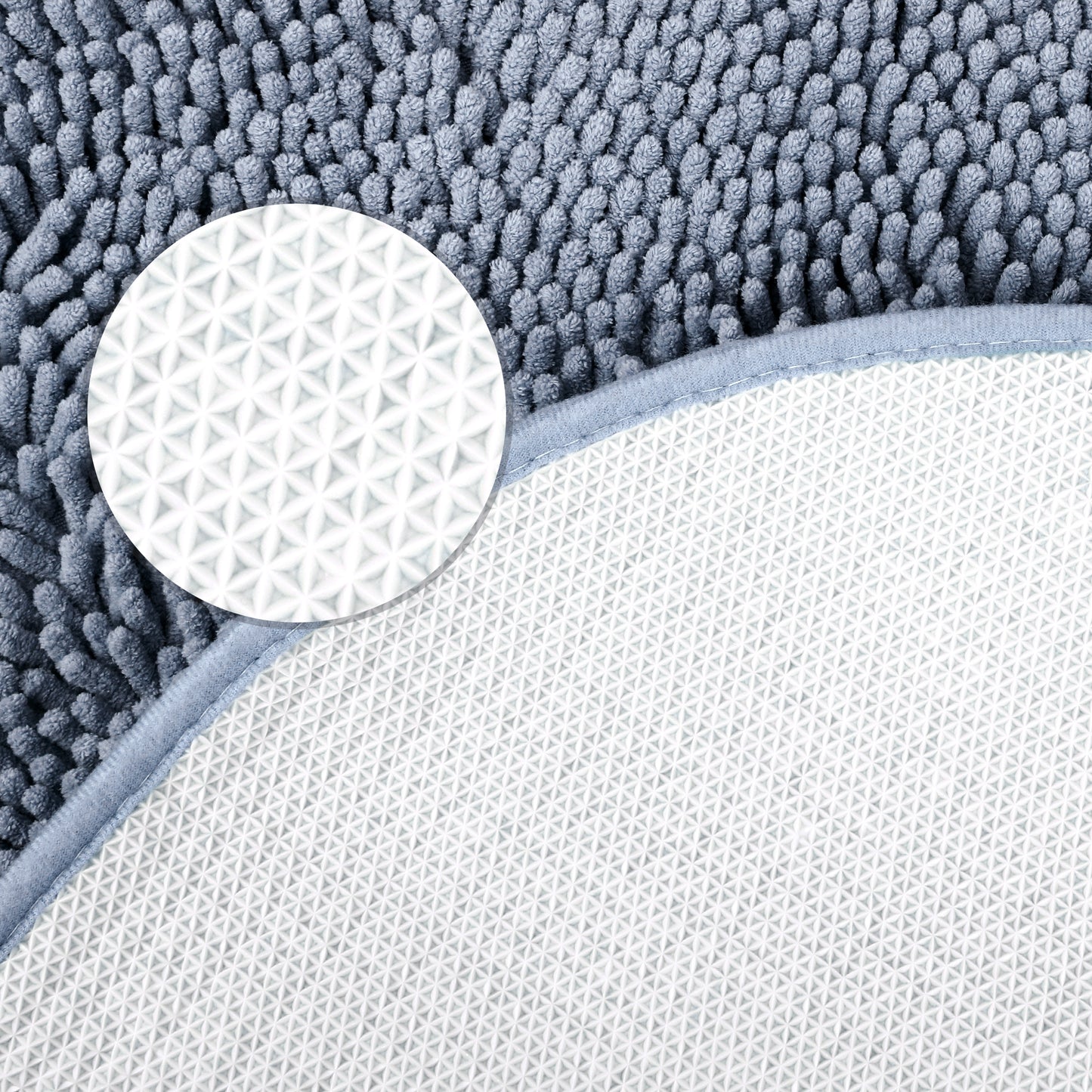 Oval Plush Bath Mat, Soft Non Slip Washable Absorbent Rug, Rubber Backing Quick Dry Rugs