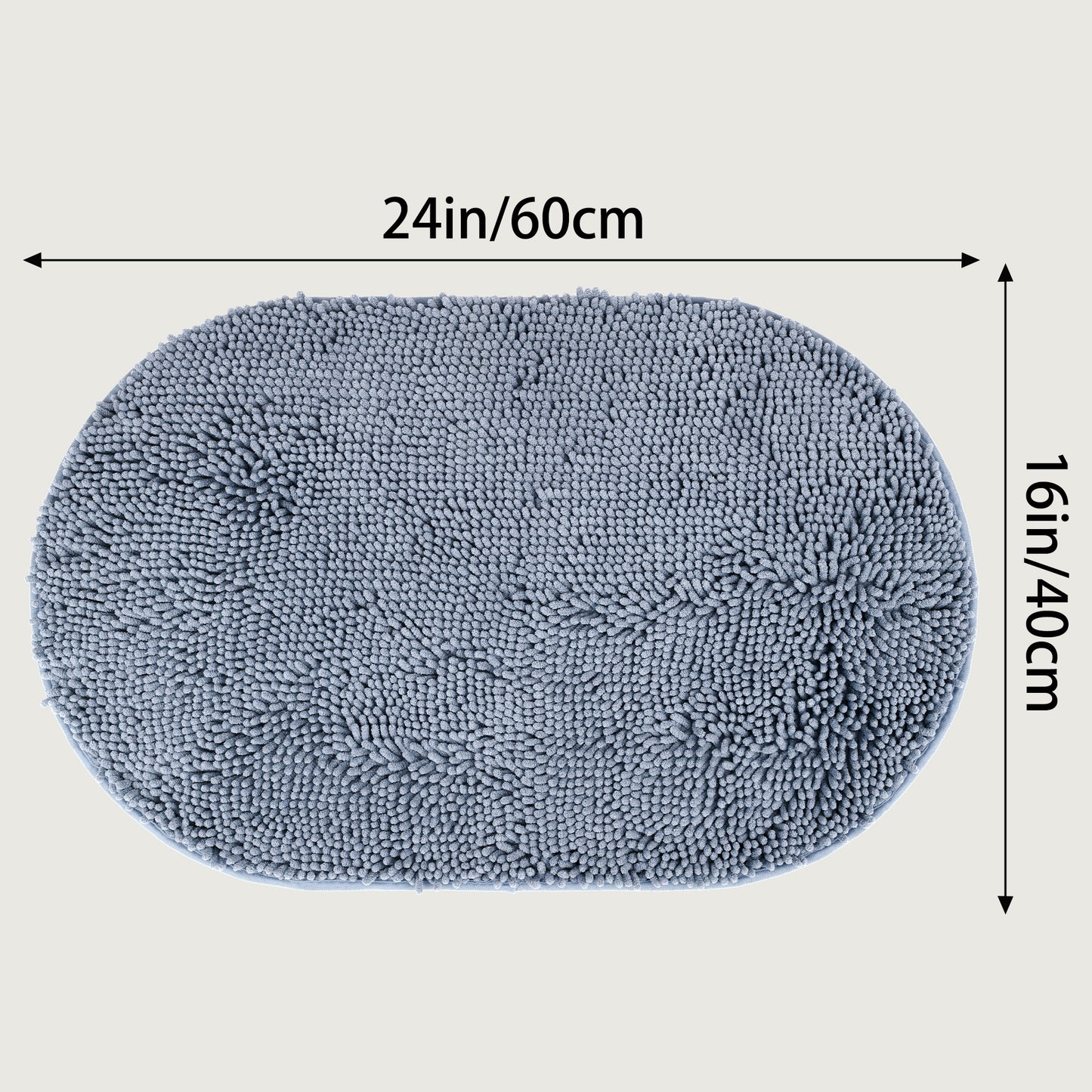 Oval Plush Bath Mat, Soft Non Slip Washable Absorbent Rug, Rubber Backing Quick Dry Rugs