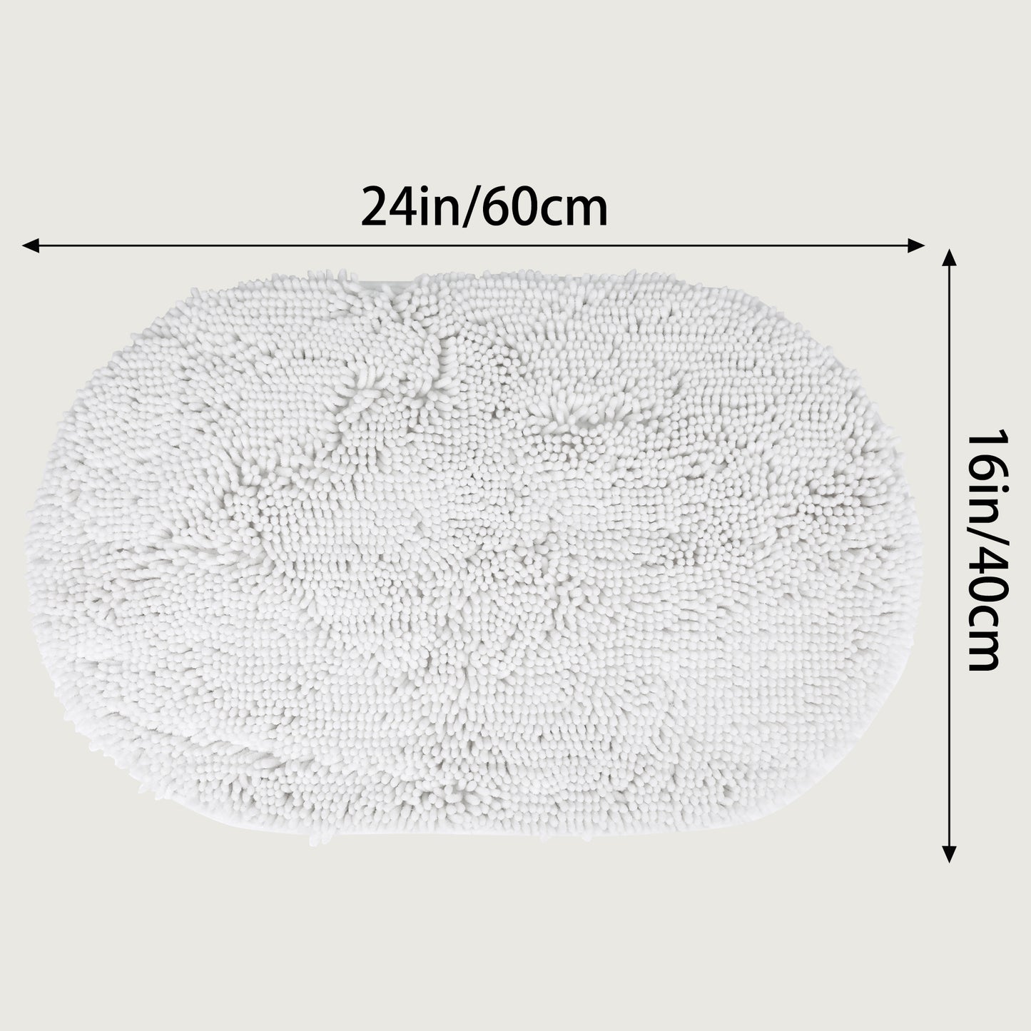 Oval Plush Bath Mat, Soft Non Slip Washable Absorbent Rug, Rubber Backing Quick Dry Rugs