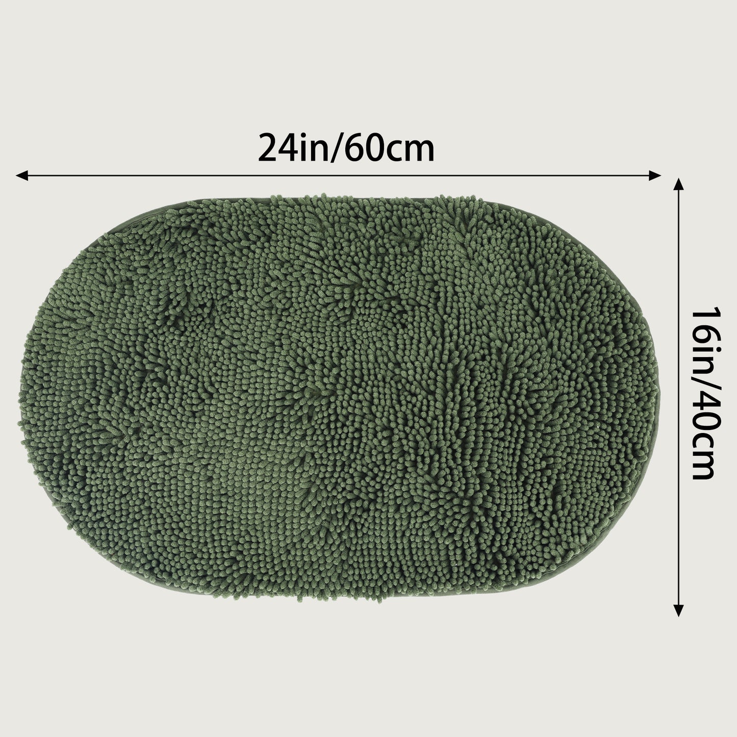 Oval Plush Bath Mat, Soft Non Slip Washable Absorbent Rug, Rubber Backing Quick Dry Rugs