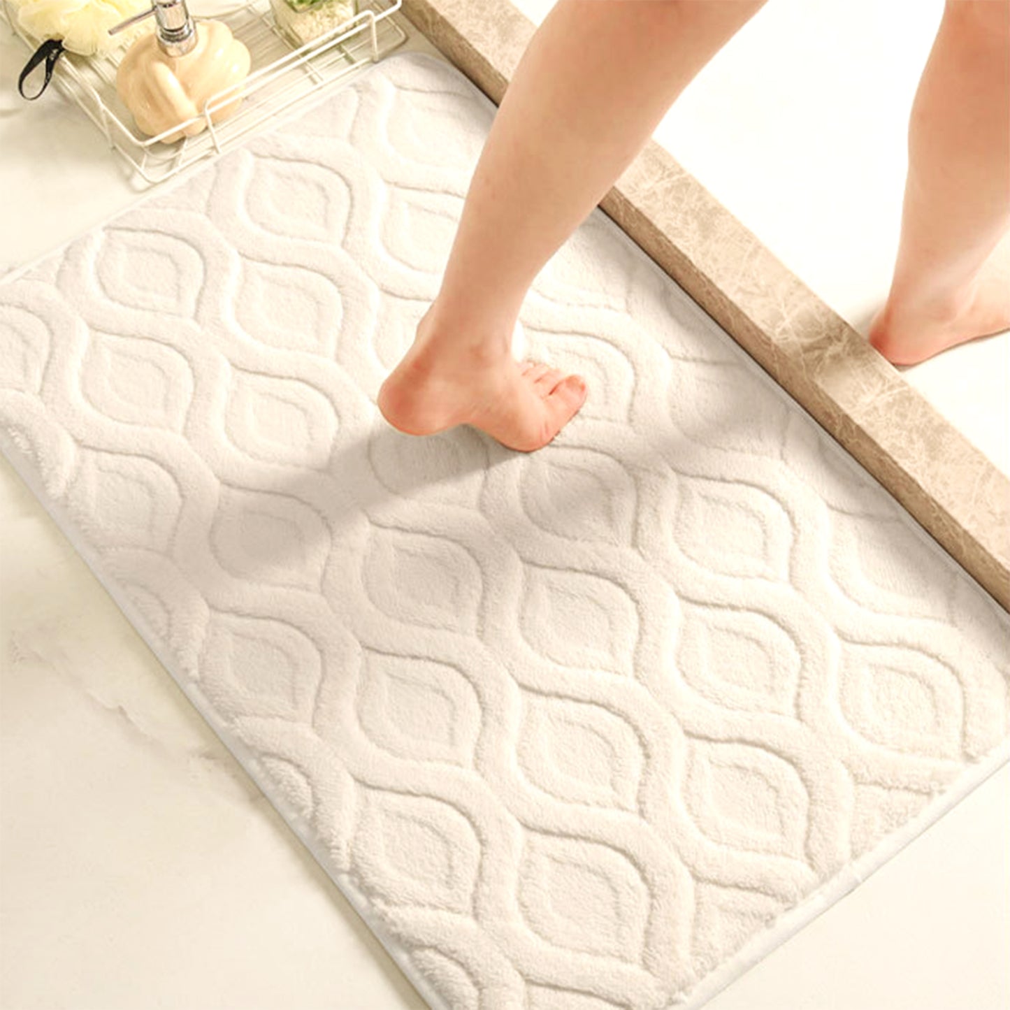 Absorbent Bathroom Rug, Soft Non Slip Washable Mat, Rubber Backing Quick Dry Rugs