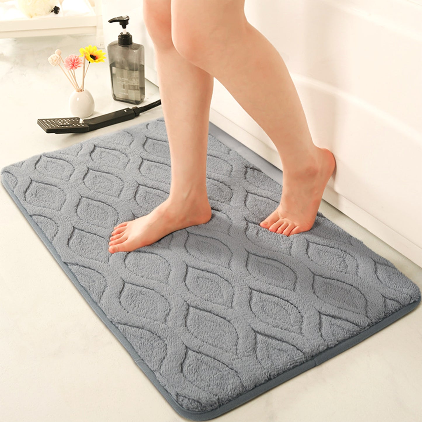 Absorbent Bathroom Rug, Soft Non Slip Washable Mat, Rubber Backing Quick Dry Rugs