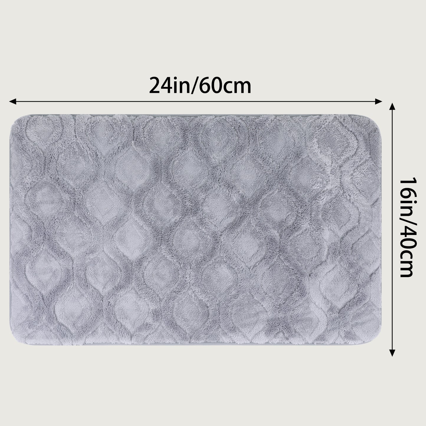 Absorbent Bathroom Rug, Soft Non Slip Washable Mat, Rubber Backing Quick Dry Rugs