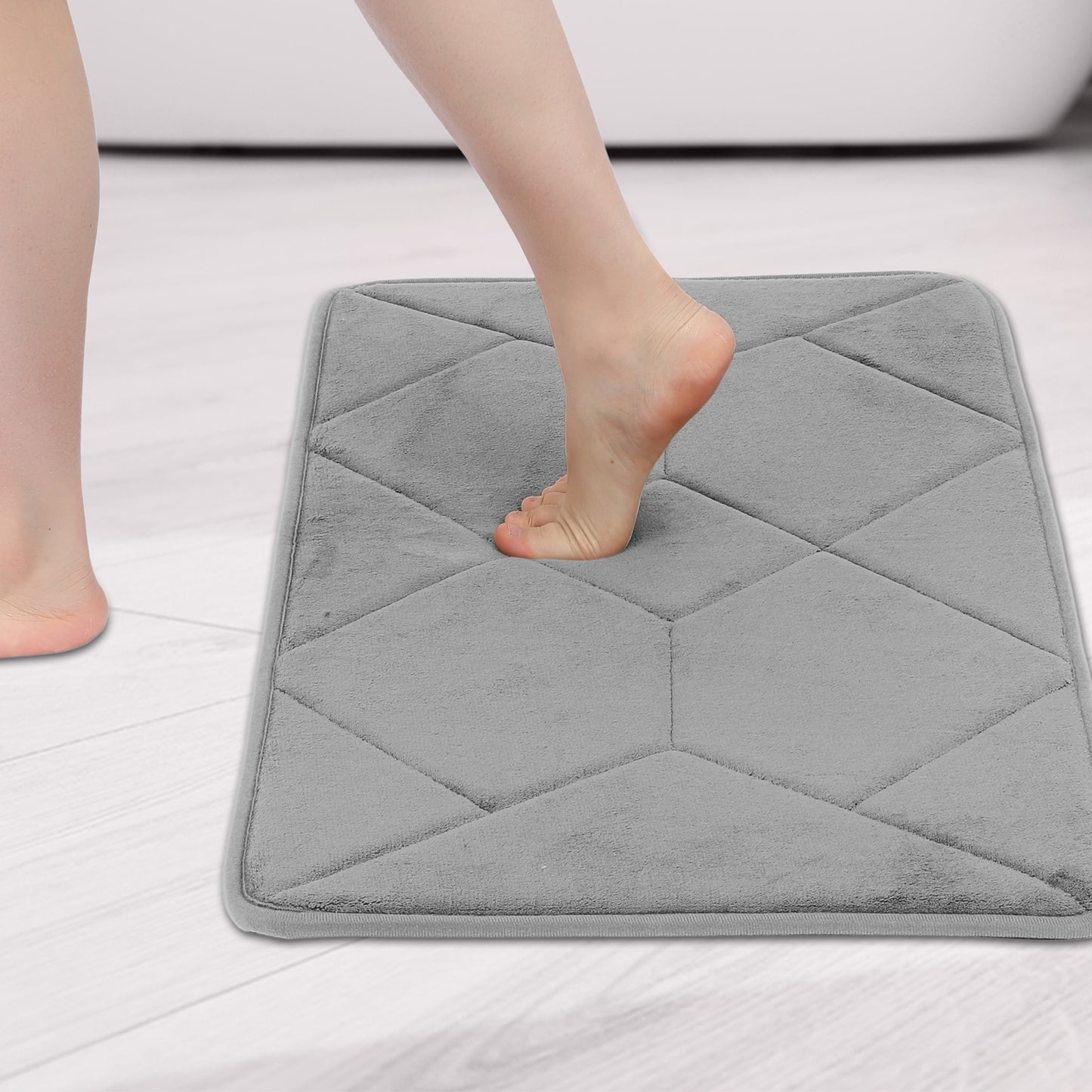 Memory Foam Absorbent Thick Soft Bath Mats Geometric Quick Dry Comfy Non Slip Floor Shower Rugs