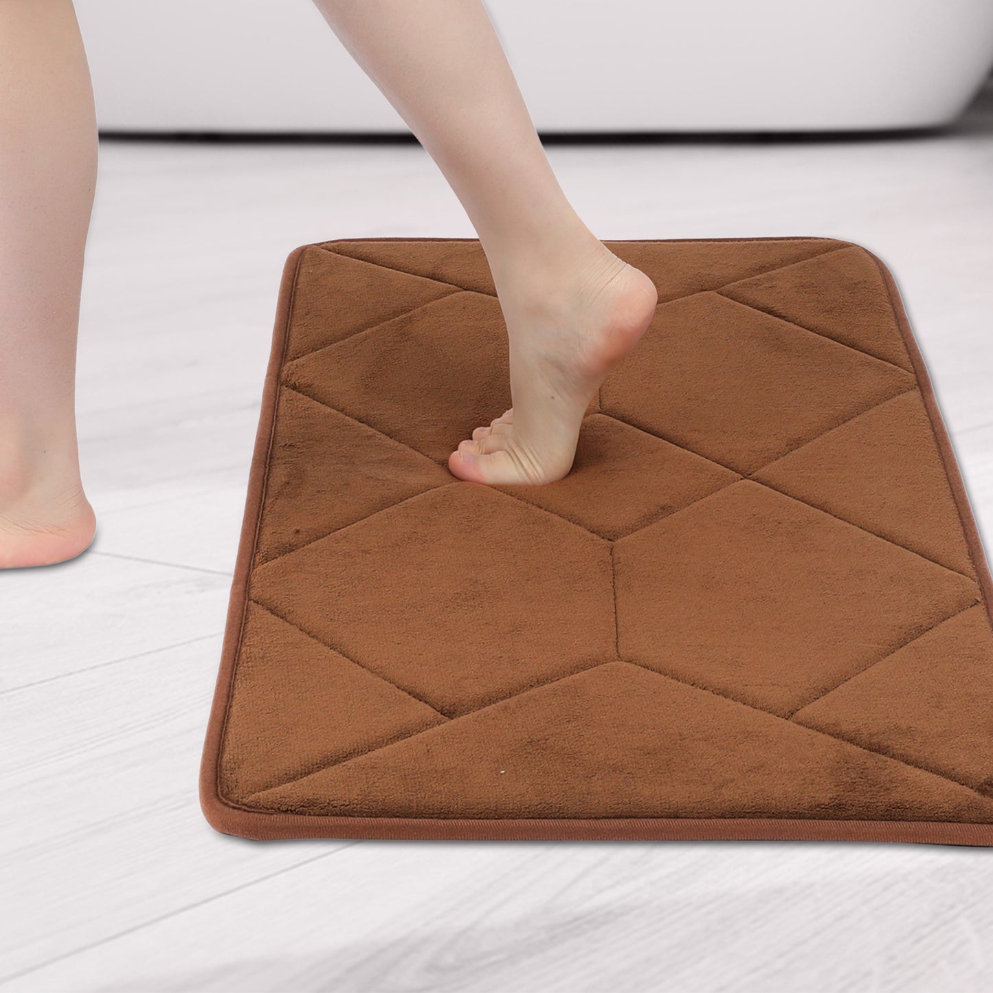 Memory Foam Absorbent Thick Soft Bath Mats Geometric Quick Dry Comfy Non Slip Floor Shower Rugs