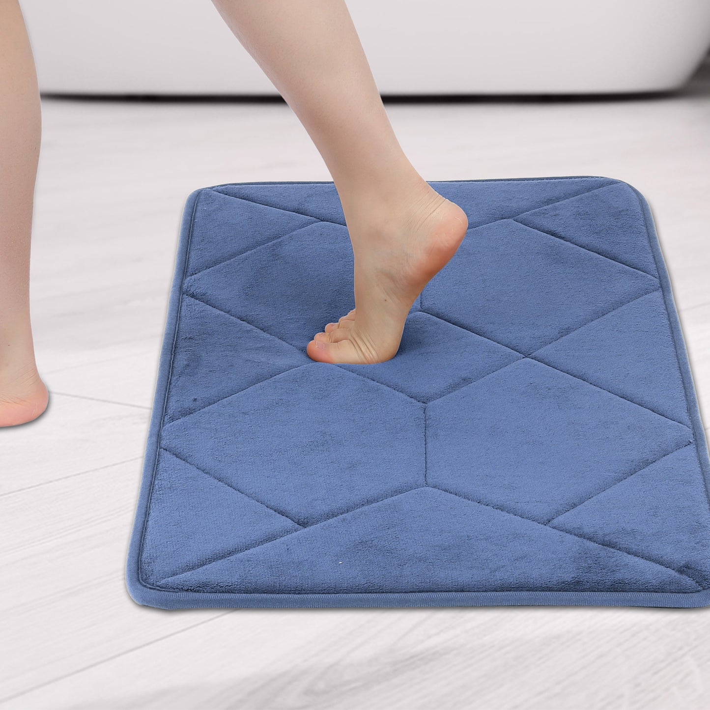 Memory Foam Absorbent Thick Soft Bath Mats Geometric Quick Dry Comfy Non Slip Floor Shower Rugs