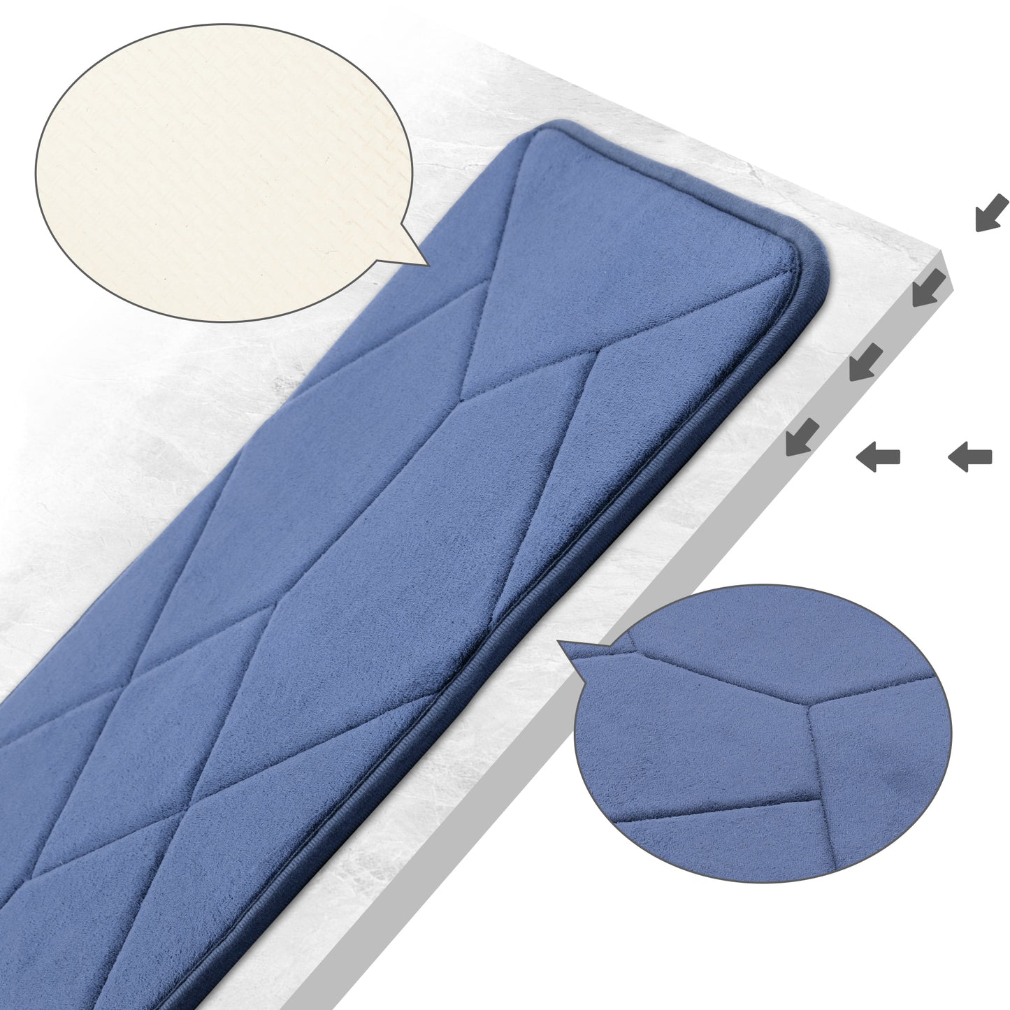 Memory Foam Absorbent Thick Soft Bath Mats Geometric Quick Dry Comfy Non Slip Floor Shower Rugs