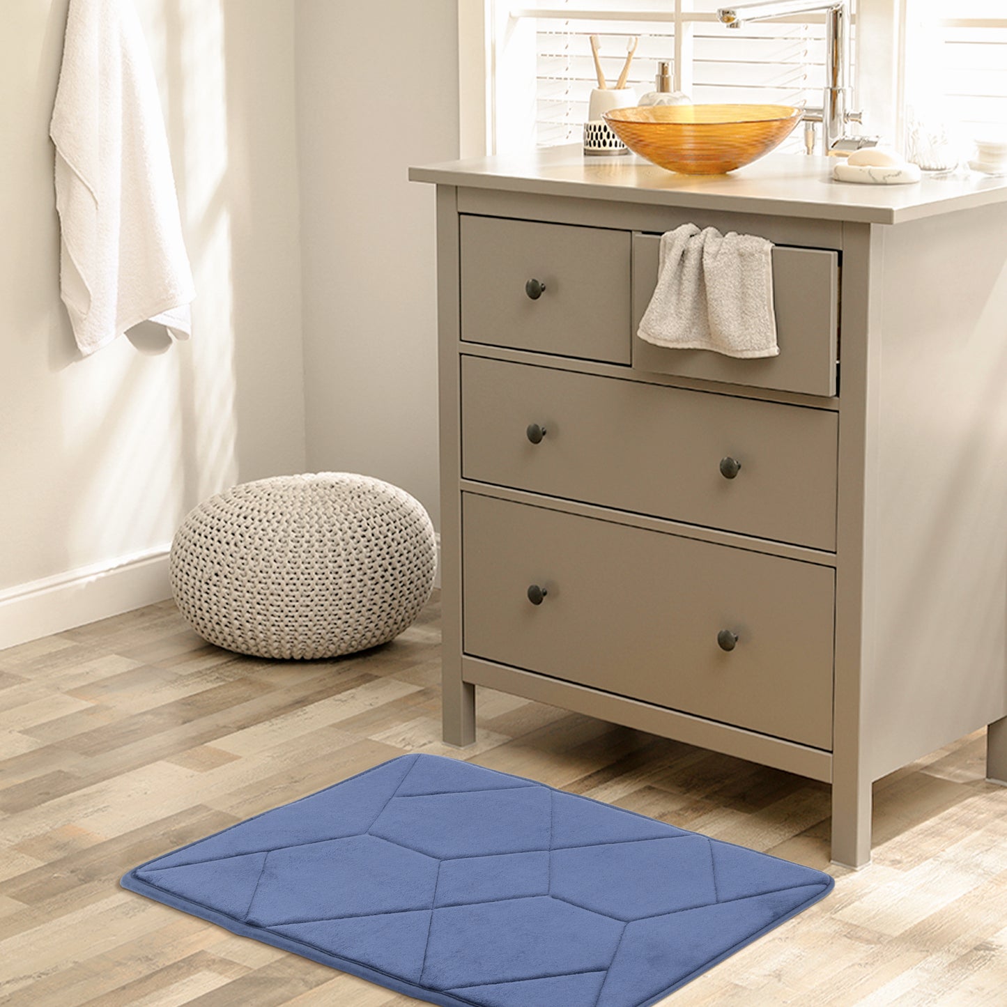 Memory Foam Absorbent Thick Soft Bath Mats Geometric Quick Dry Comfy Non Slip Floor Shower Rugs