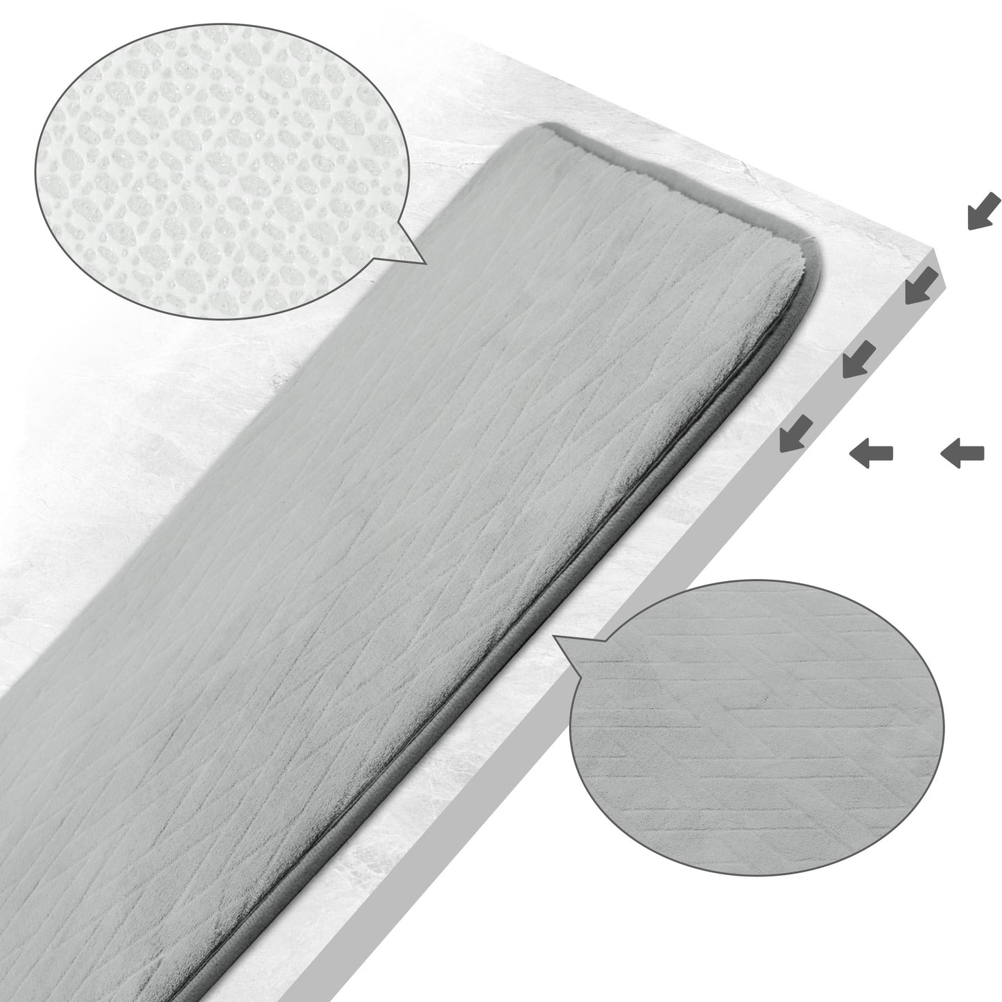 Geometric Pattern Bathroom Mat Soft Memory Foam Absorbent Non-Slip Machine Washable Bath Rugs