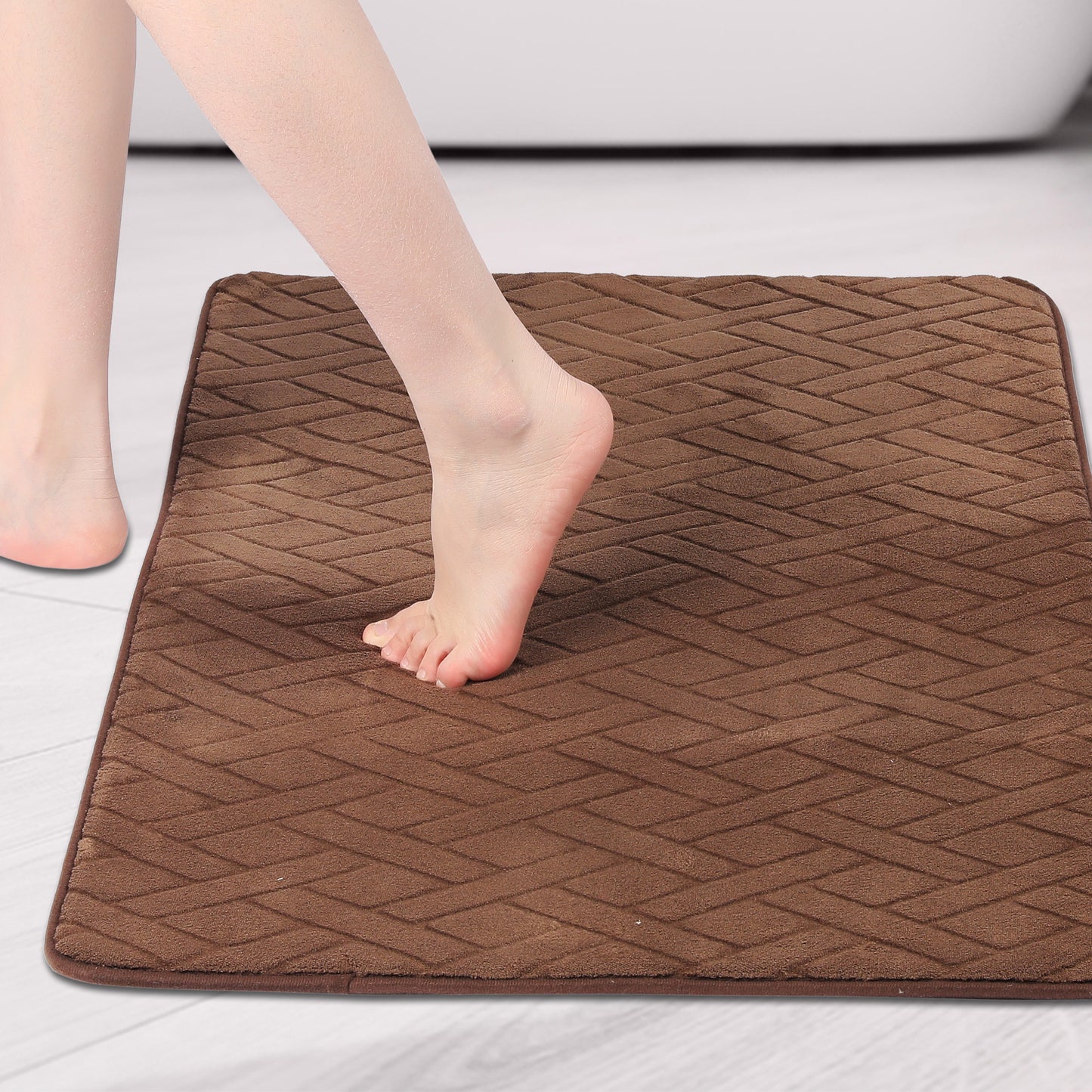 Geometric Pattern Bathroom Mat Soft Memory Foam Absorbent Non-Slip Machine Washable Bath Rugs