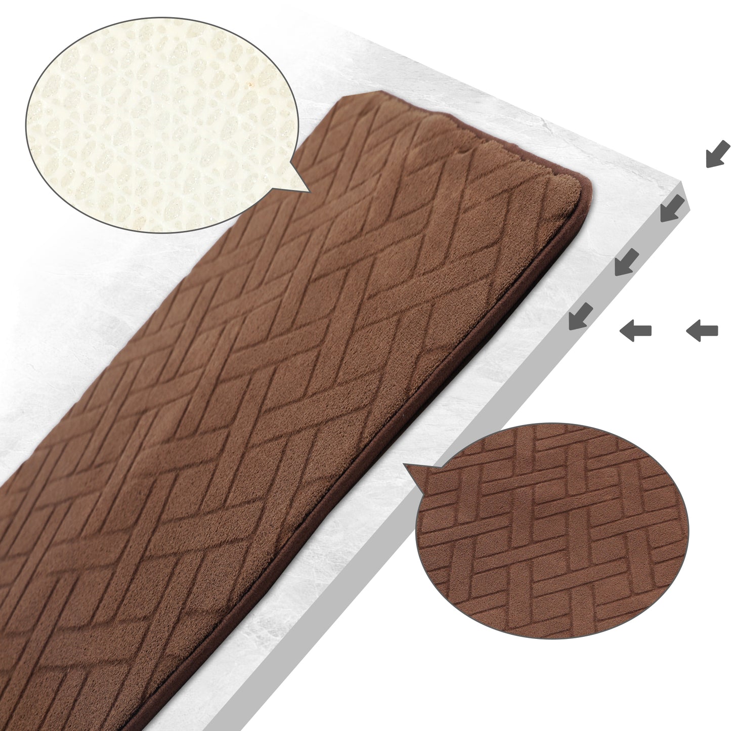 Geometric Pattern Bathroom Mat Soft Memory Foam Absorbent Non-Slip Machine Washable Bath Rugs