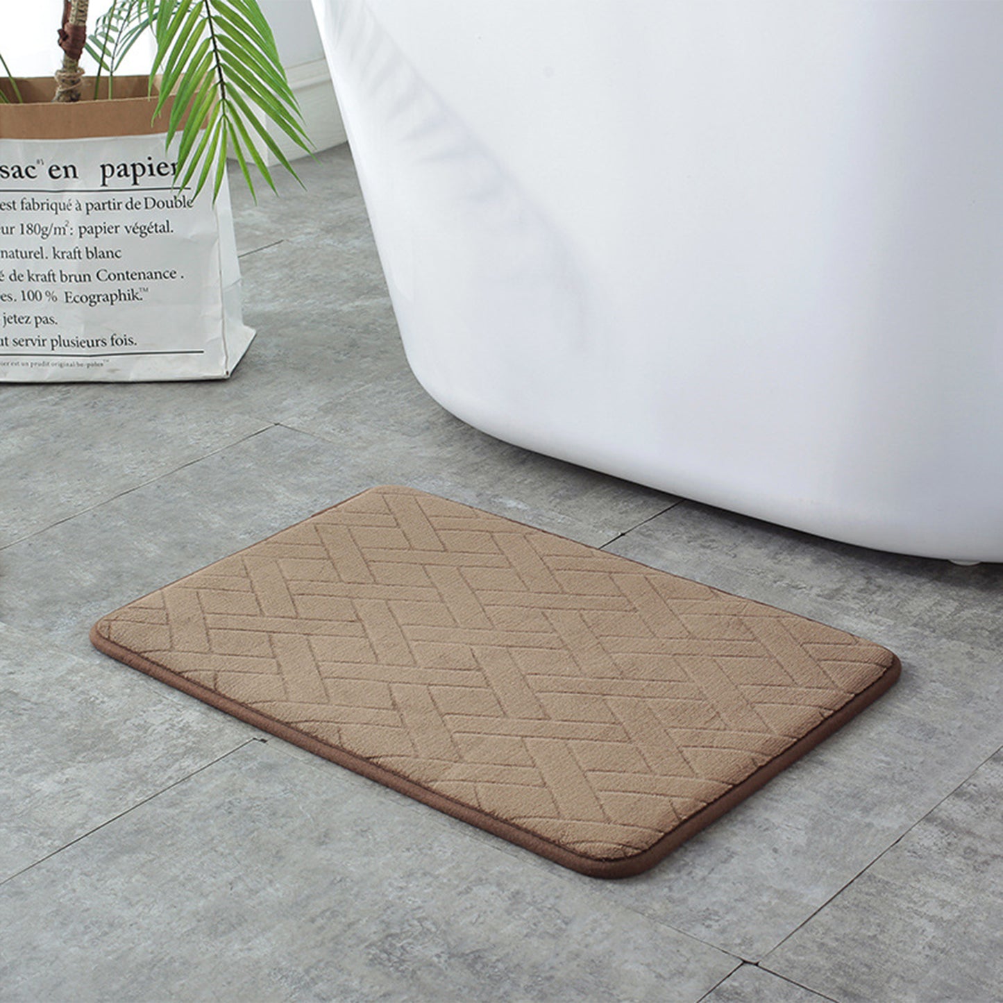 Geometric Pattern Bathroom Mat Soft Memory Foam Absorbent Non-Slip Machine Washable Bath Rugs