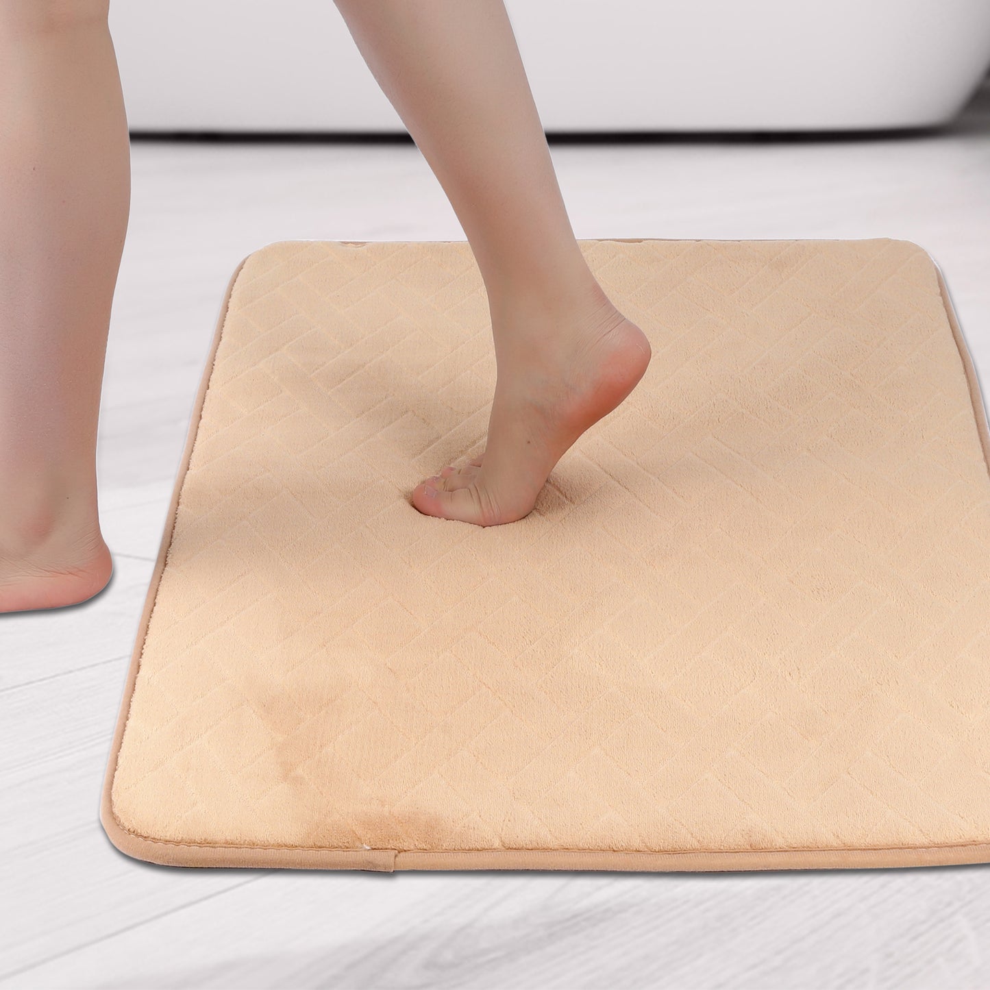 Geometric Pattern Bathroom Mat Soft Memory Foam Absorbent Non-Slip Machine Washable Bath Rugs