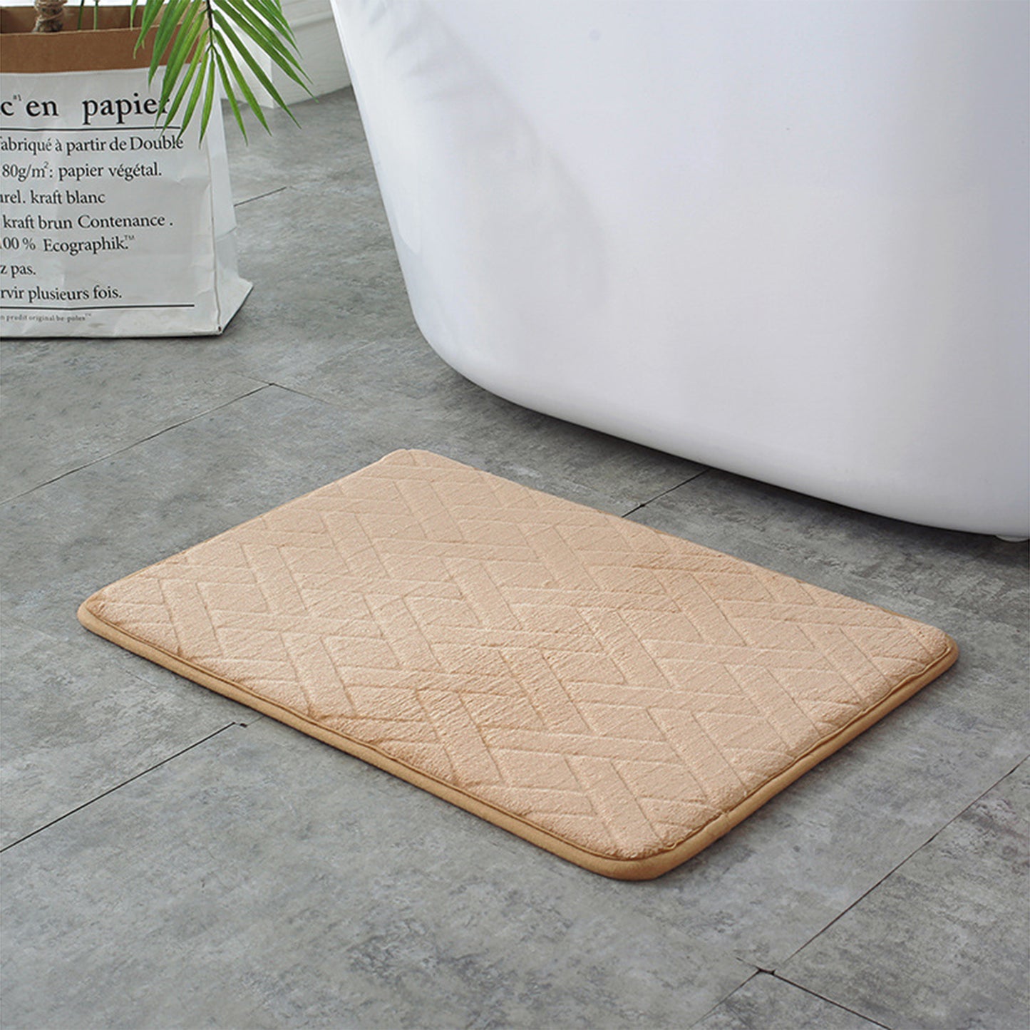 Geometric Pattern Bathroom Mat Soft Memory Foam Absorbent Non-Slip Machine Washable Bath Rugs