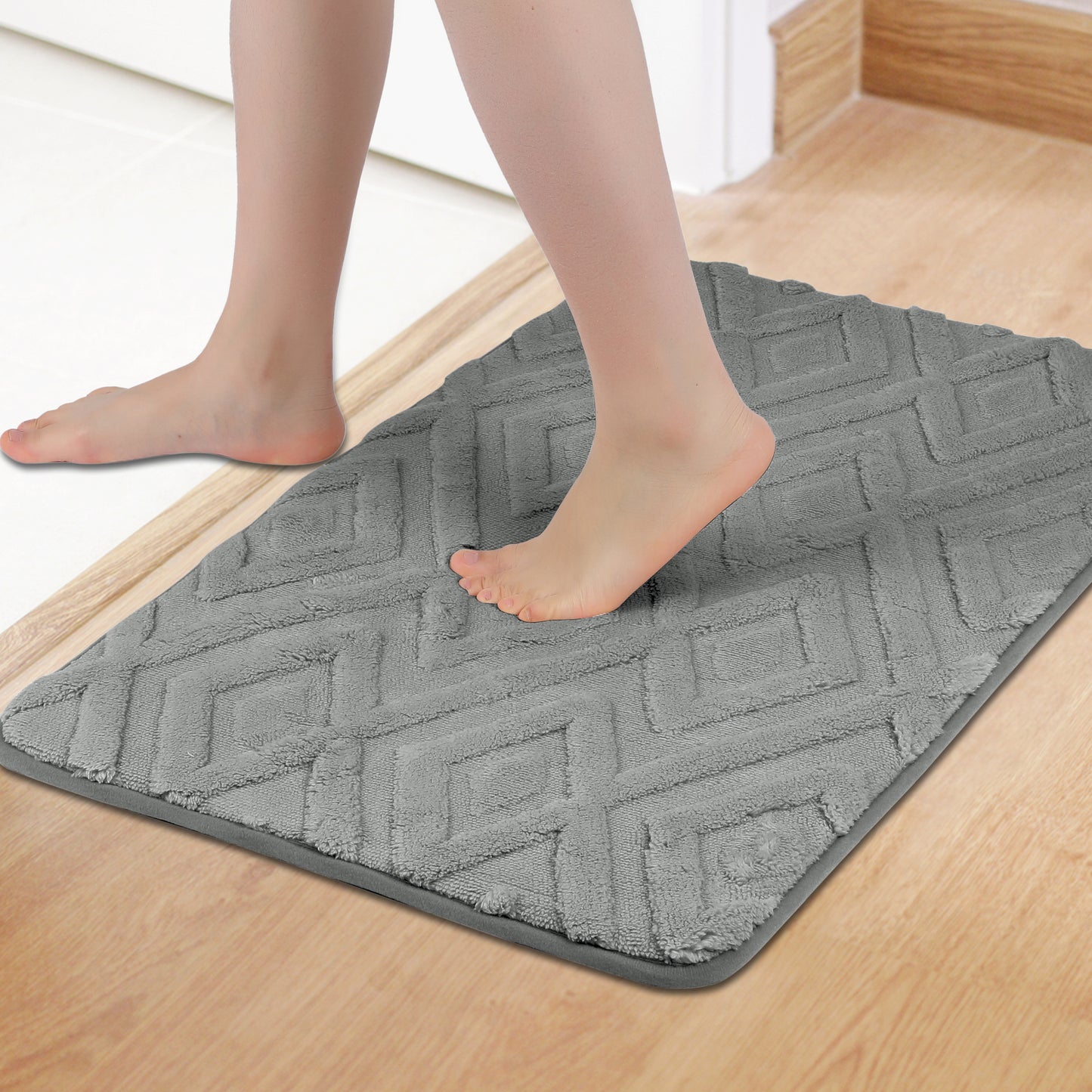Geometric Pattern Bathroom Mats Soft Absorbent Non-Slip Machine Washable Dry Bath Rugs Home Gifts