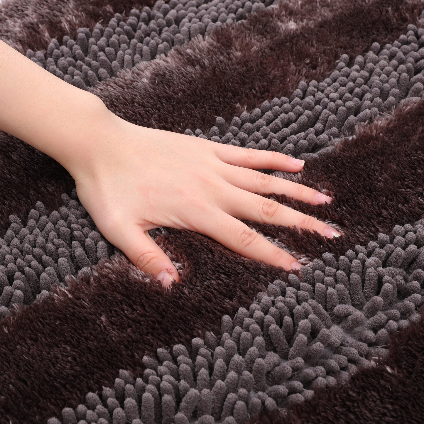 Striped Bathroom Mat Soft Fluffy Chenille Non Slip Washable Absorbent Toilet Baths Mats