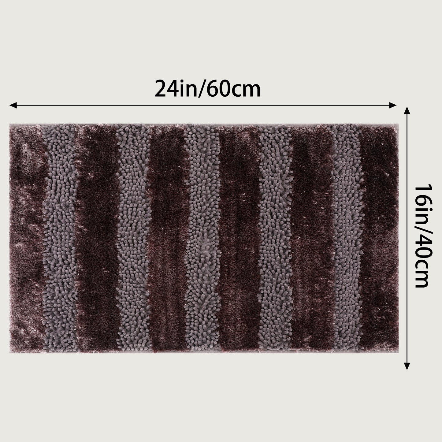 Striped Bathroom Mat Soft Fluffy Chenille Non Slip Washable Absorbent Toilet Baths Mats