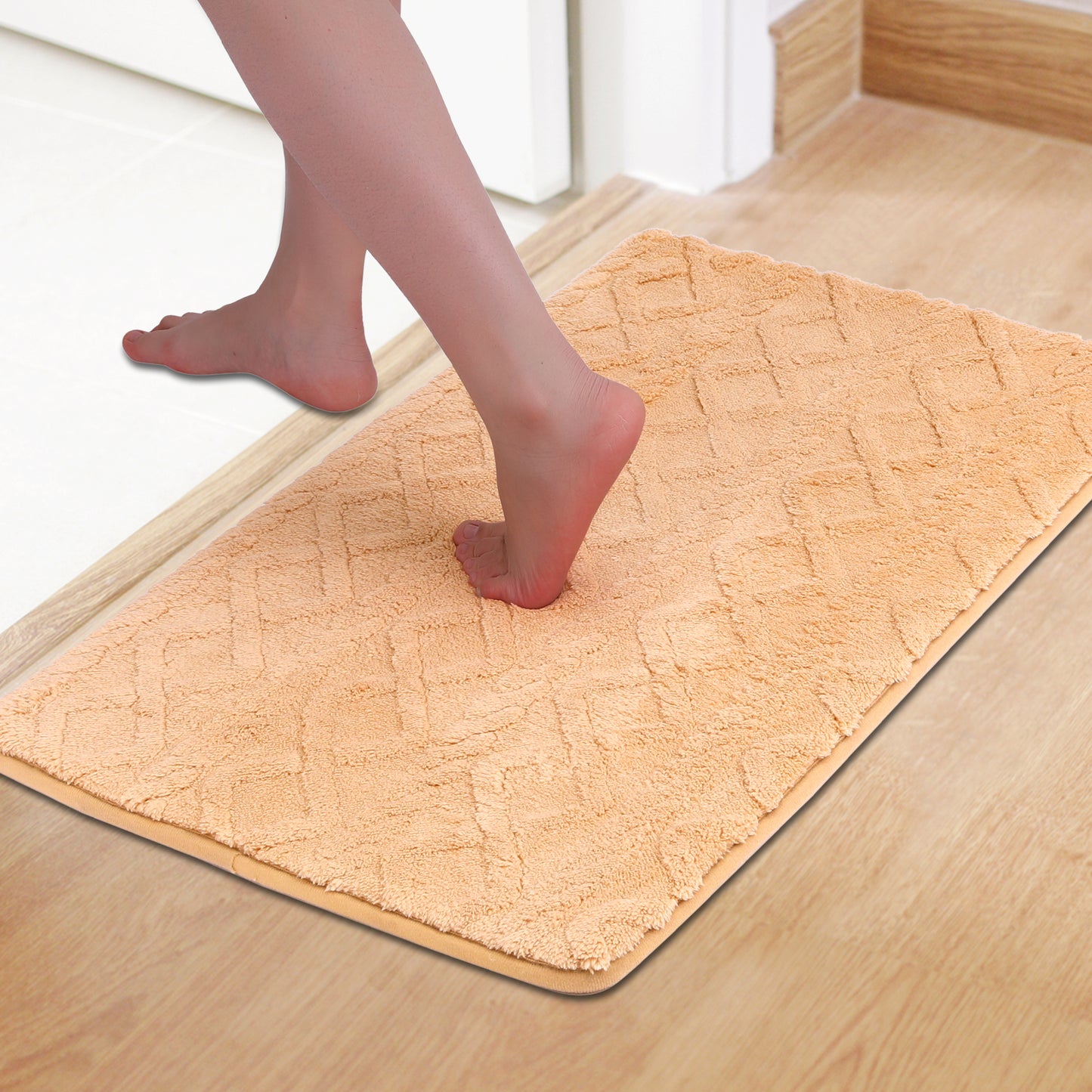 Geometric Pattern Bathroom Mat Soft Absorbent Non-Slip Back Machine Washable Dry Bath Mats