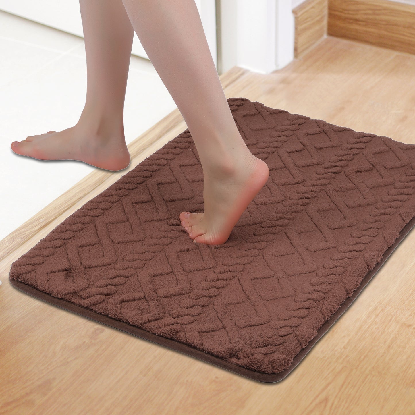Geometric Pattern Bathroom Mat Soft Absorbent Non-Slip Back Machine Washable Dry Bath Mats