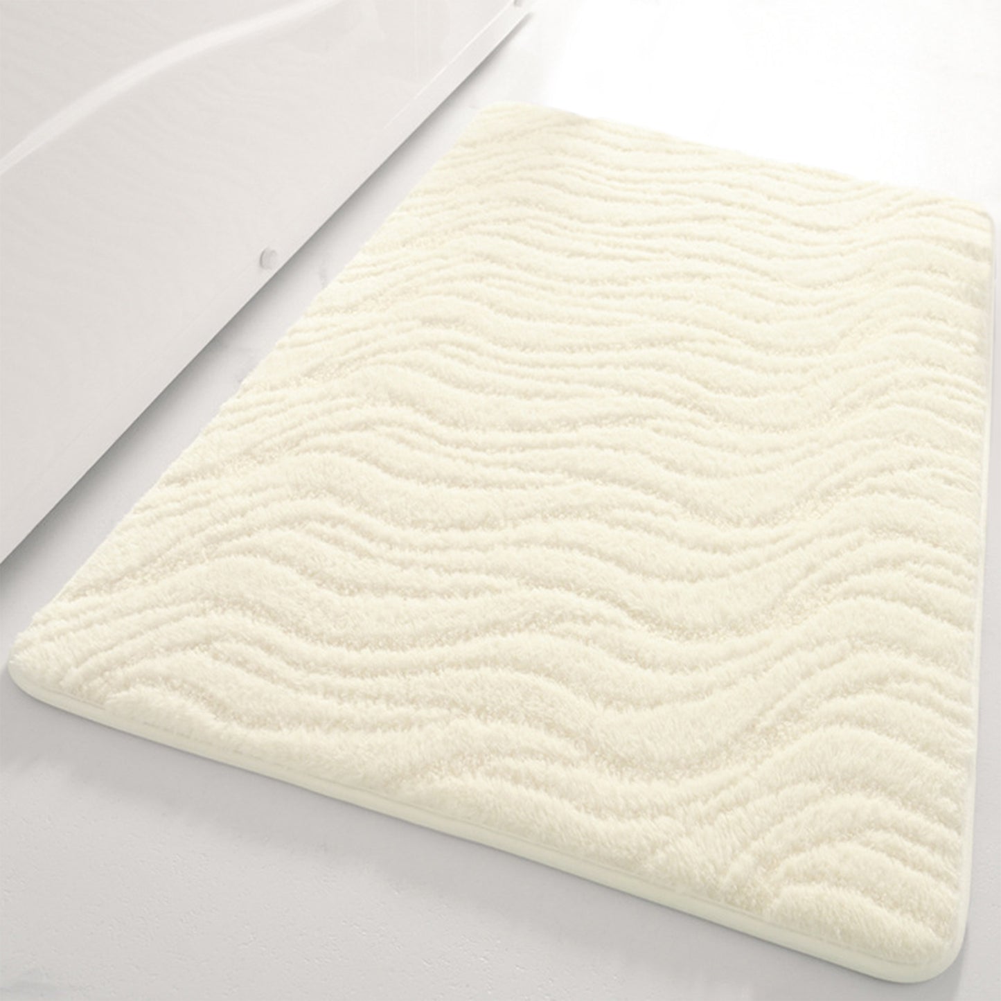 Wave Pattern Bathroom Mat Soft Absorbent Non-Slip Back Machine Washable Dry Bath Mats